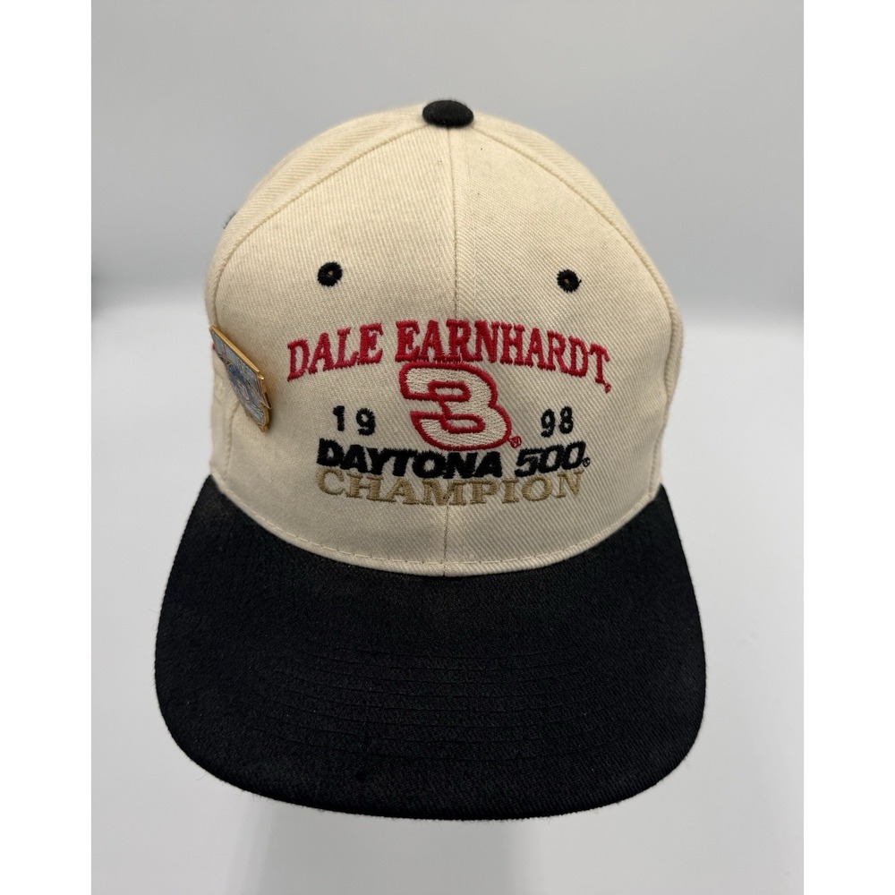 Vintage 1998 Dale Earnhardt #3 Daytona 500 Champion Snapback Hat NASCAR Pin